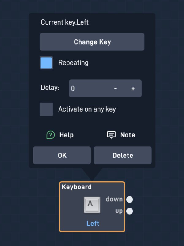 A behavior's properties panel